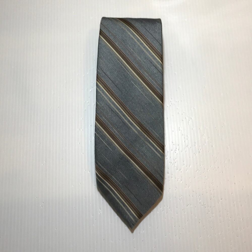 Wembley Gray Brown Striped Short Classic Men Necktie